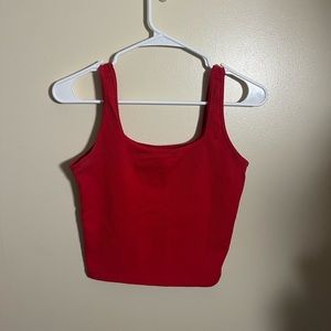 red ribbed crop top